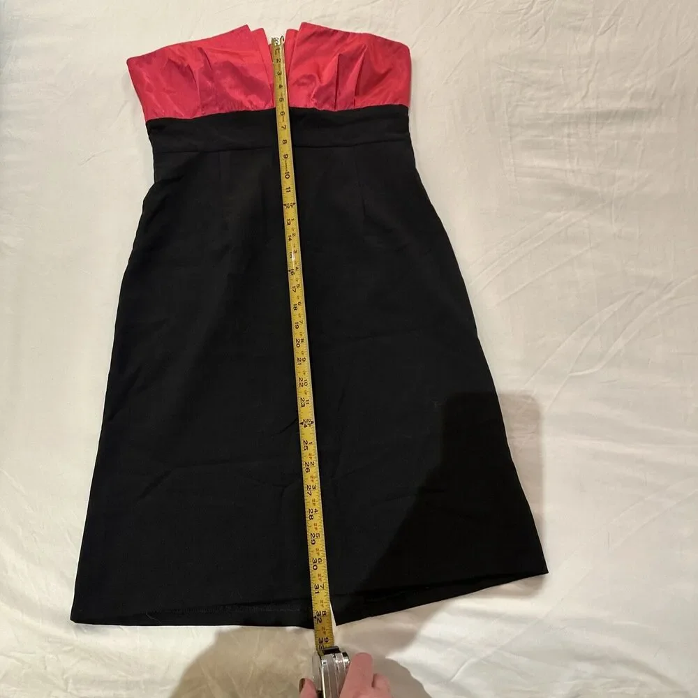 Pink Satin Black Pencil Cocktail Dress Juniors L Holiday Party Wedding